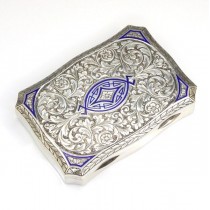 superba cutiuta Art Deco " snuff box ". argint emailat si aurit. Italia cca 1920